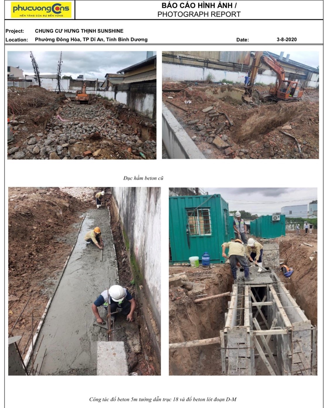 Công tác đục hầm beton cũ và để beton tường dẫn - ht-pearl.vn